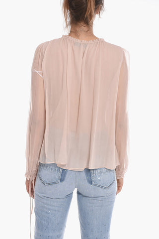 Silk Chiffon Tie Neck Blouse
