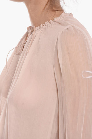 Silk Chiffon Tie Neck Blouse