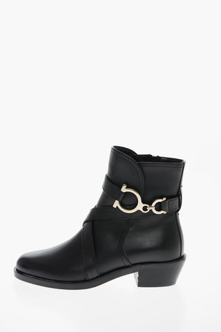 Logo Buckle SHADY Leather Booties 4cm