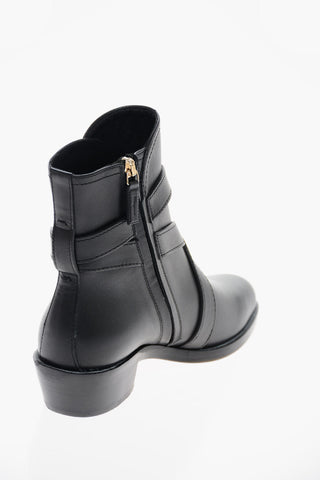 Logo Buckle SHADY Leather Booties 4cm