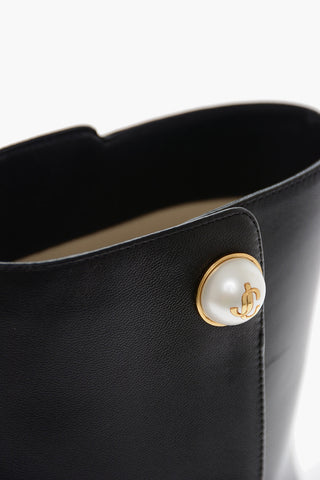 Jewel Button RINA Leather Booties 9cm