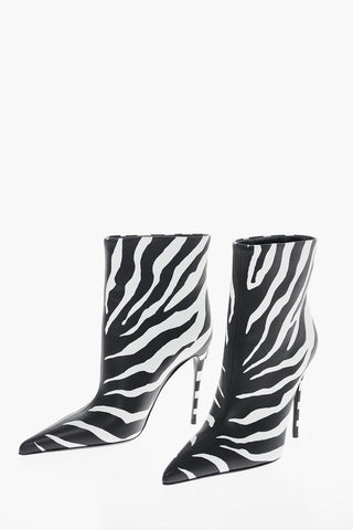 Zebra Patterned LOLLO Leather Booties 10cm