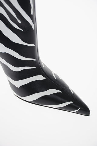 Zebra Patterned LOLLO Leather Booties 10cm