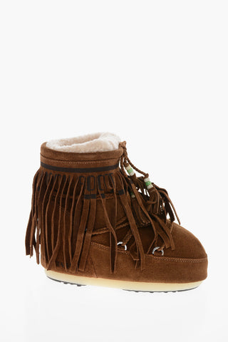 MOON BOOT X ALANUI Suede Fringed Snow Booties