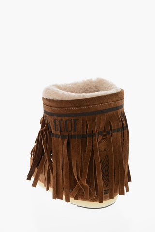MOON BOOT X ALANUI Suede Fringed Snow Booties