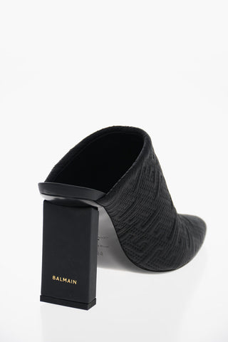Squared Heel Quilted Fabric Mules 9cm