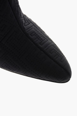 Squared Heel Quilted Fabric Mules 9cm