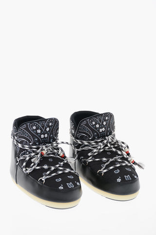 MOON BOOT X ALANUI Paisley Fabric and Leather Snow Booties