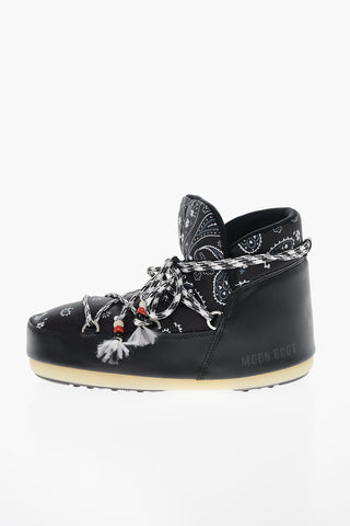 MOON BOOT X ALANUI Paisley Fabric and Leather Snow Booties