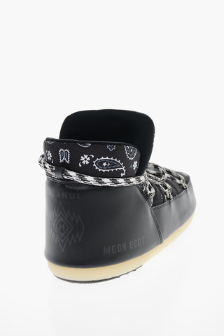 MOON BOOT X ALANUI Paisley Fabric and Leather Snow Booties