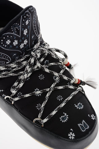 MOON BOOT X ALANUI Paisley Fabric and Leather Snow Booties