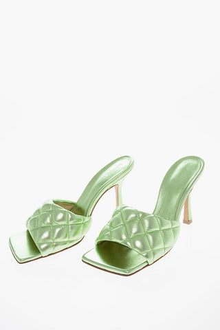 Lamè Leather Quilted Mules 9cm