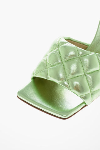 Lamè Leather Quilted Mules 9cm