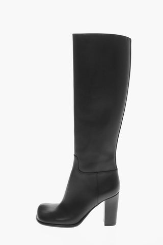 Squared Toe BLOCK Leather Boots 10cm