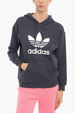 Brushed Cotton Hoodie with Printed Contrasting Logo