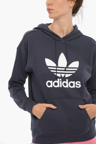 Brushed Cotton Hoodie with Printed Contrasting Logo