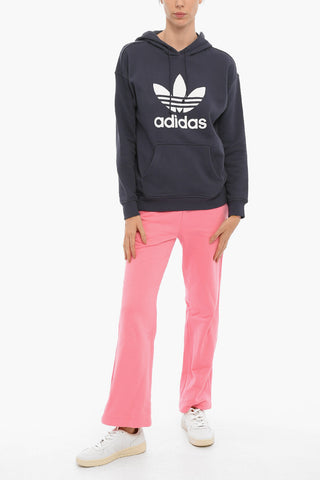 Brushed Cotton Hoodie with Printed Contrasting Logo