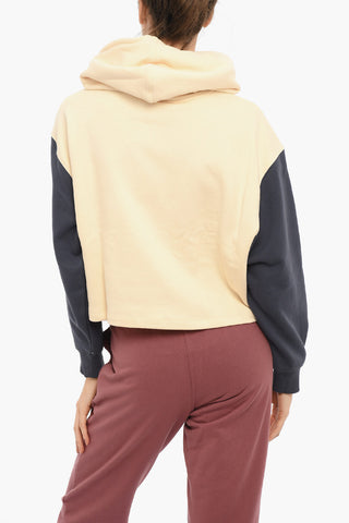 Brushed Cotton Crop Hoodie with Velvet Logo