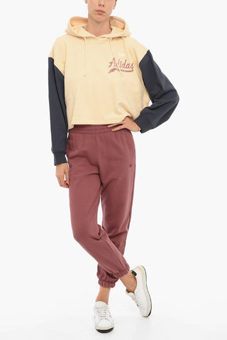 Brushed Cotton Crop Hoodie with Velvet Logo