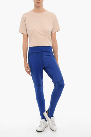 STELLA MCCARTNEY Leggings in Tessuto Stretch con Cuciture a Vista e Dettaglio Cut-Out sul Tallone