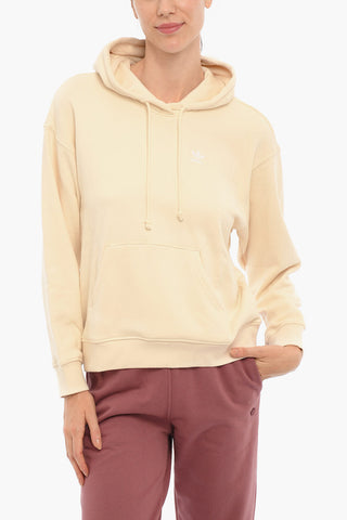 Felpa Hoodie in Cotone Garzato Stampata sul Dietro