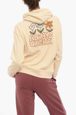 Felpa Hoodie in Cotone Garzato Stampata sul Dietro