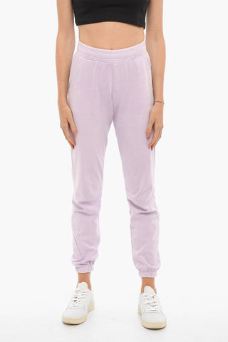 Joggers in Cotone Garzato a Vita Alta