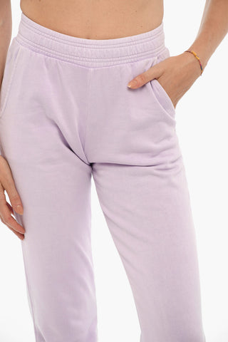 Joggers in Cotone Garzato a Vita Alta