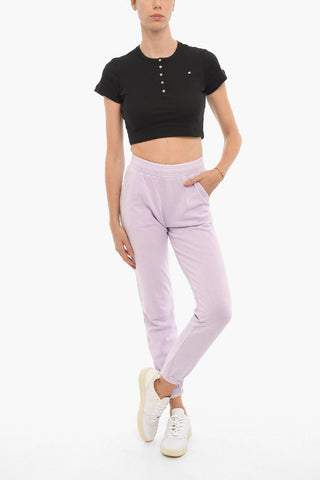 Joggers in Cotone Garzato a Vita Alta