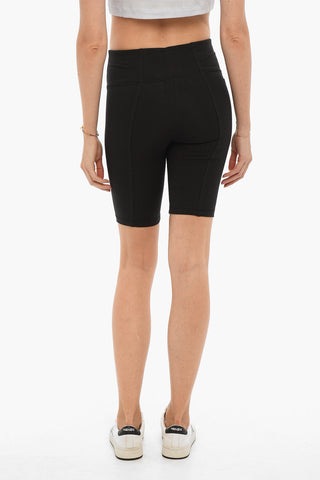 High-Waisted Stretch Cotton Biker Shorts