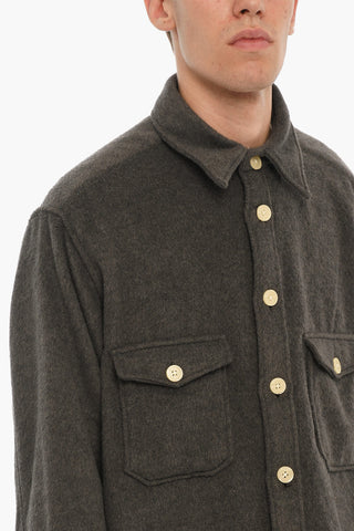 Solid Color DILLINGHAM Overshirt with Double Breast Pockets