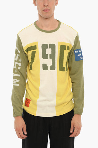 Colorblock Long-sleeved T-shirt with Print