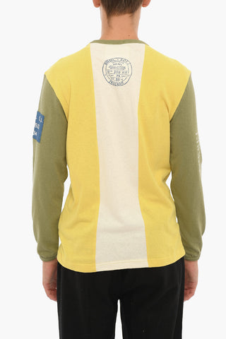 Colorblock Long-sleeved T-shirt with Print