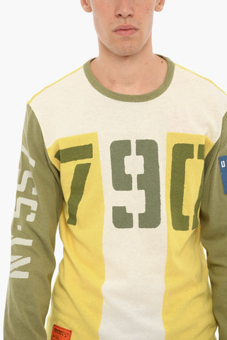 Colorblock Long-sleeved T-shirt with Print