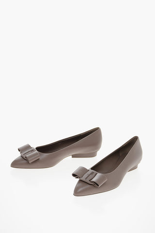 Point Toe VIVA Leather Ballet Flats with Bow