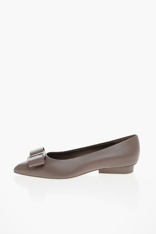 Point Toe VIVA Leather Ballet Flats with Bow