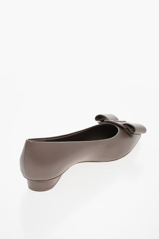 Point Toe VIVA Leather Ballet Flats with Bow