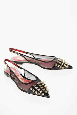 ALCOVE Mesh Slingback Ballet Flats with Studded Leather Toe