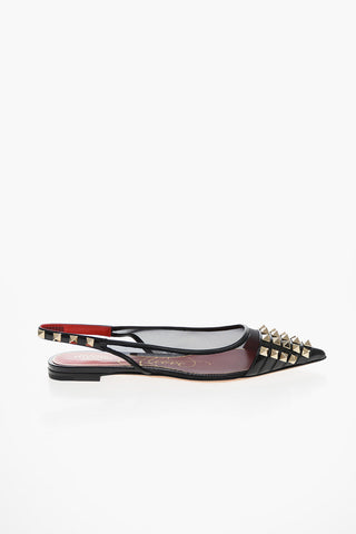 ALCOVE Mesh Slingback Ballet Flats with Studded Leather Toe