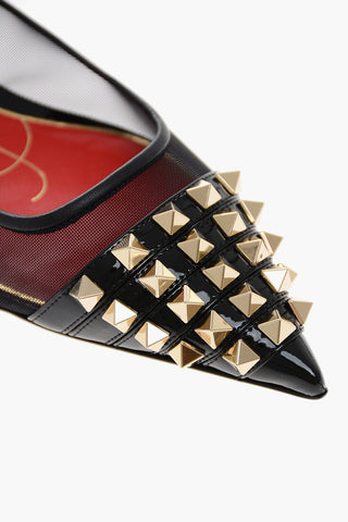 ALCOVE Mesh Slingback Ballet Flats with Studded Leather Toe