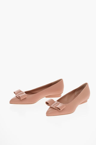 Point Toe VIVA Leather Ballet Flats with Bow