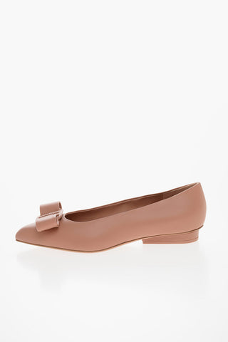 Point Toe VIVA Leather Ballet Flats with Bow