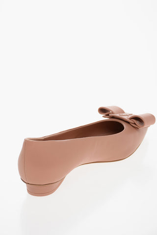 Point Toe VIVA Leather Ballet Flats with Bow