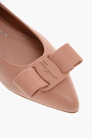 Point Toe VIVA Leather Ballet Flats with Bow