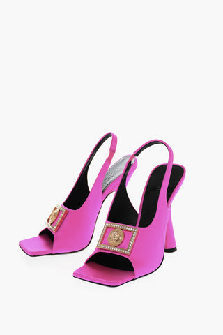 Spool Heel MEDUSA Satin Slingback Sandals 12cm
