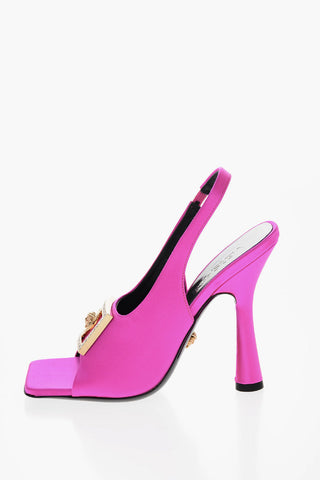Spool Heel MEDUSA Satin Slingback Sandals 12cm