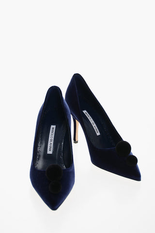 Velour PIERA Pumps with Pon Pons 8cm
