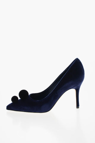 Velour PIERA Pumps with Pon Pons 8cm