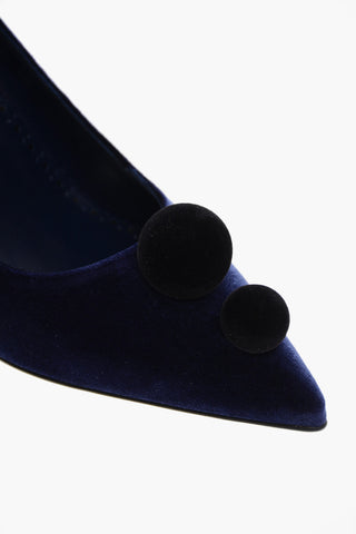 Velour PIERA Pumps with Pon Pons 8cm