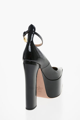 Patent Leather TAN-GO Platform Pumps with Ankle Strap 17cm